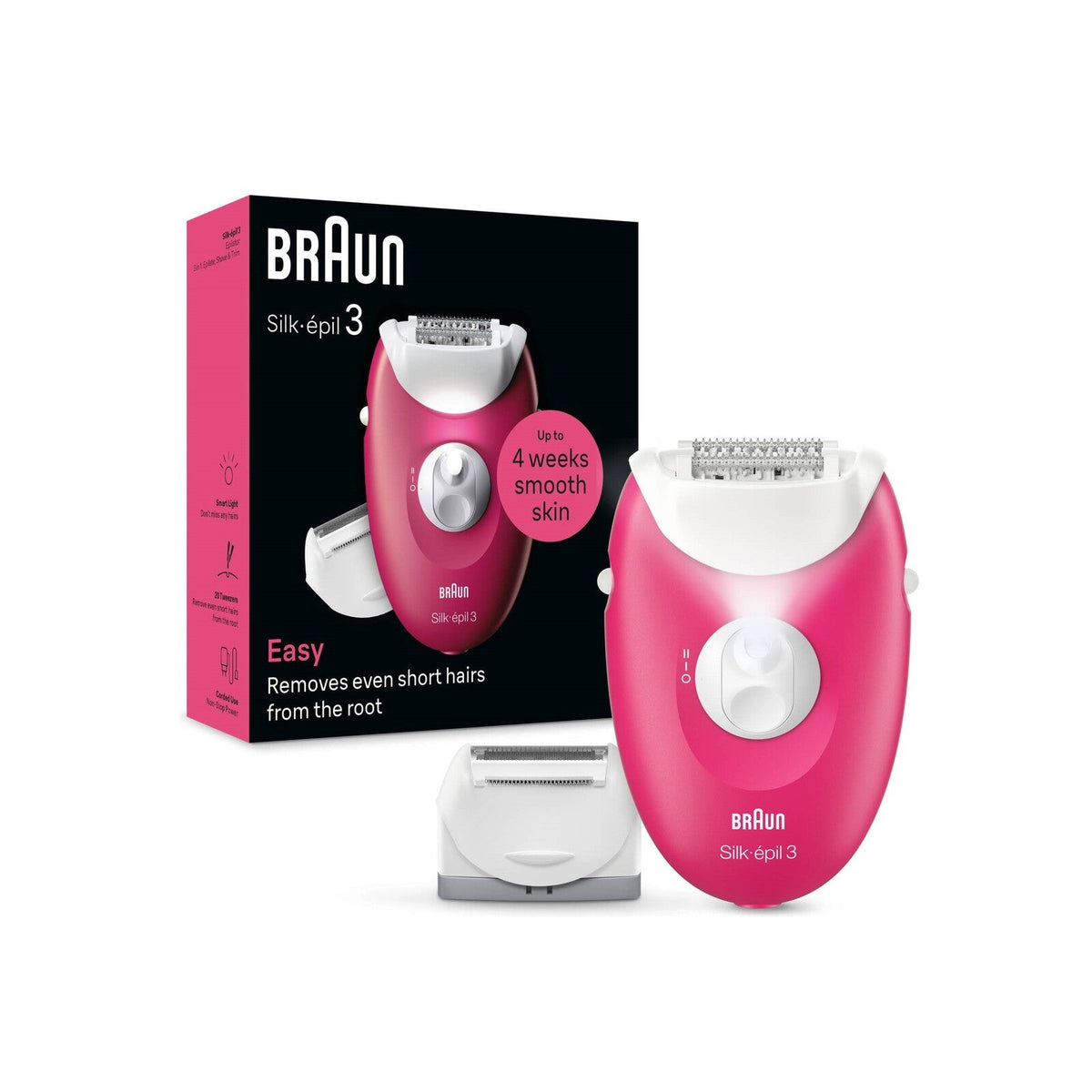 Braun Silk·EPIL 3 Epilator pink With Shaver Head