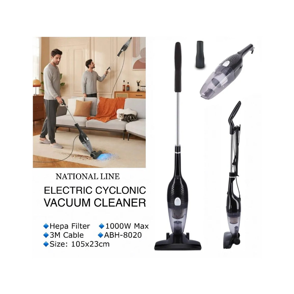 National Line Electric Cyclonic Vaccum Clener 1000W