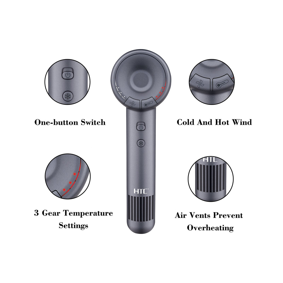 HTC Bladless Hair Dryer Professional 1800w negative Ionic - image 3