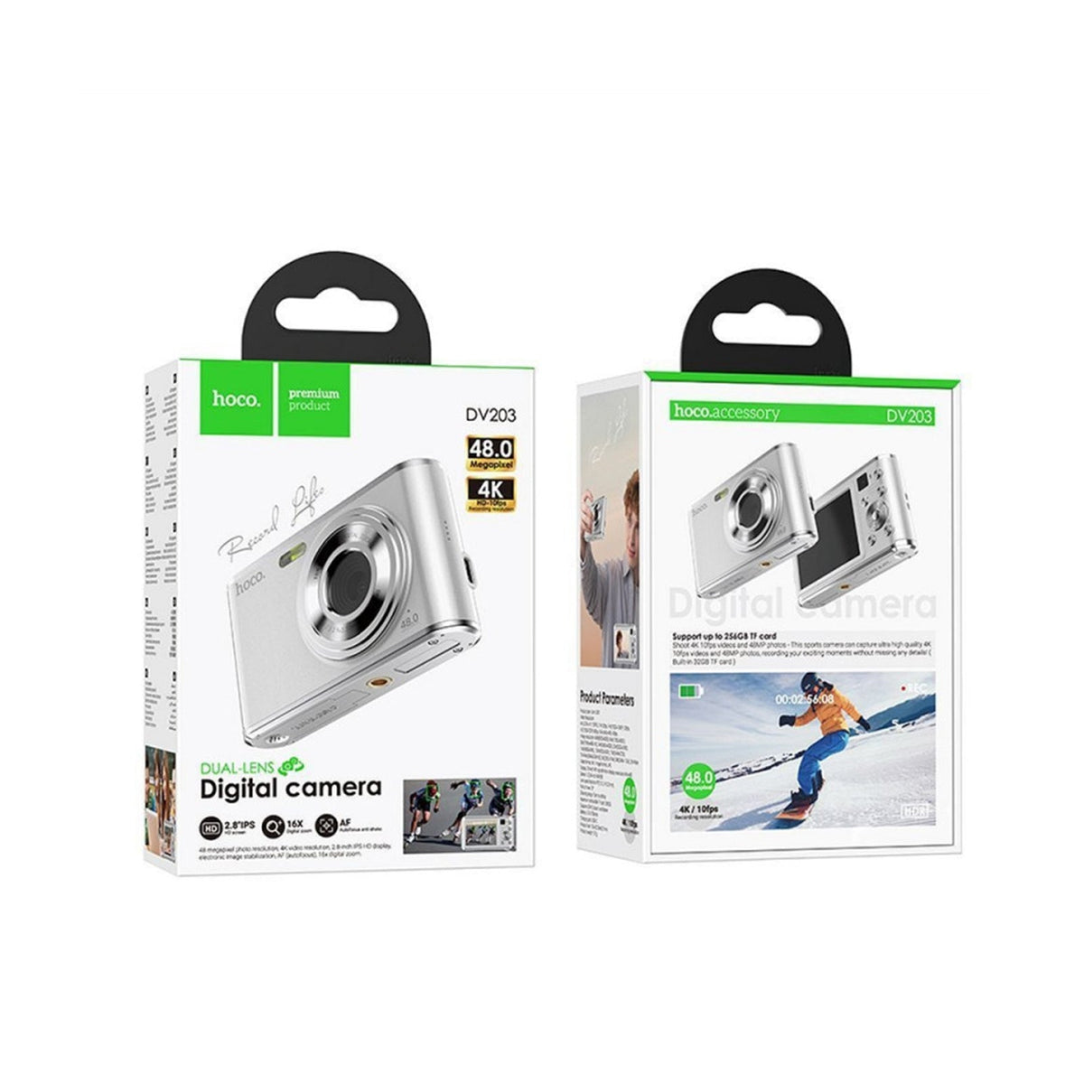 HOCO Digital Camera, 4K Ultra HD, 48MP, 2.8 inches,16x White