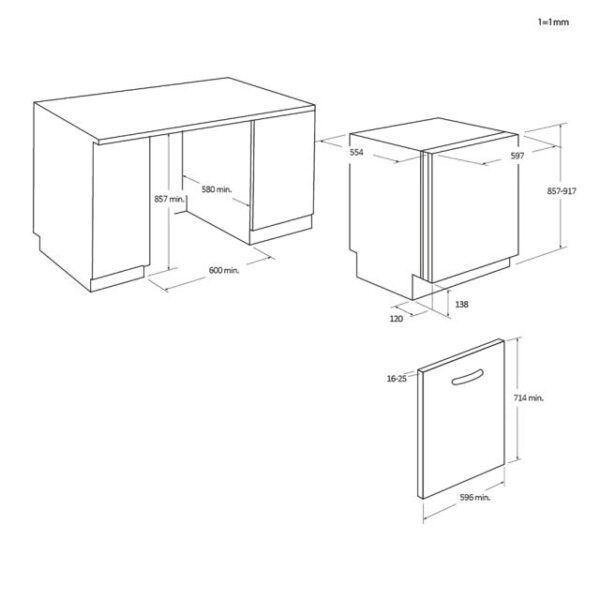 Haier XIT 6C3TB3B Fully Integrated Dishwasher 16 Place Settings